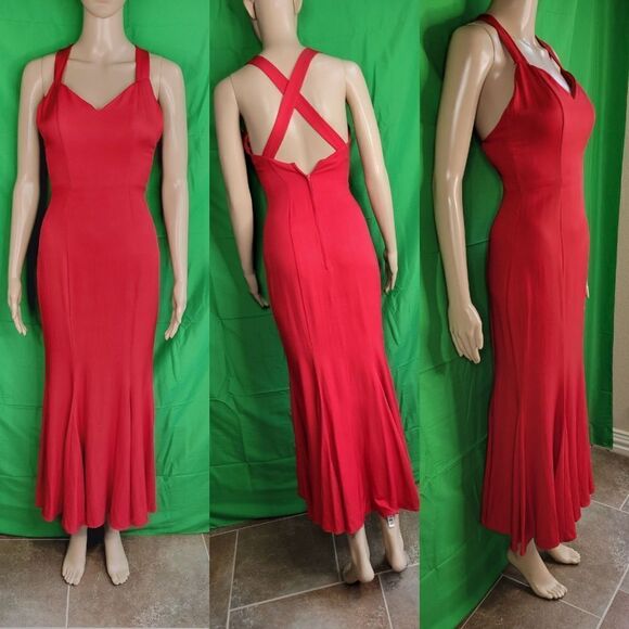 Jessica McClintock Gunne‎ Sax red trumpet silhouette  party/prom dress. - Picture 3 of 13
